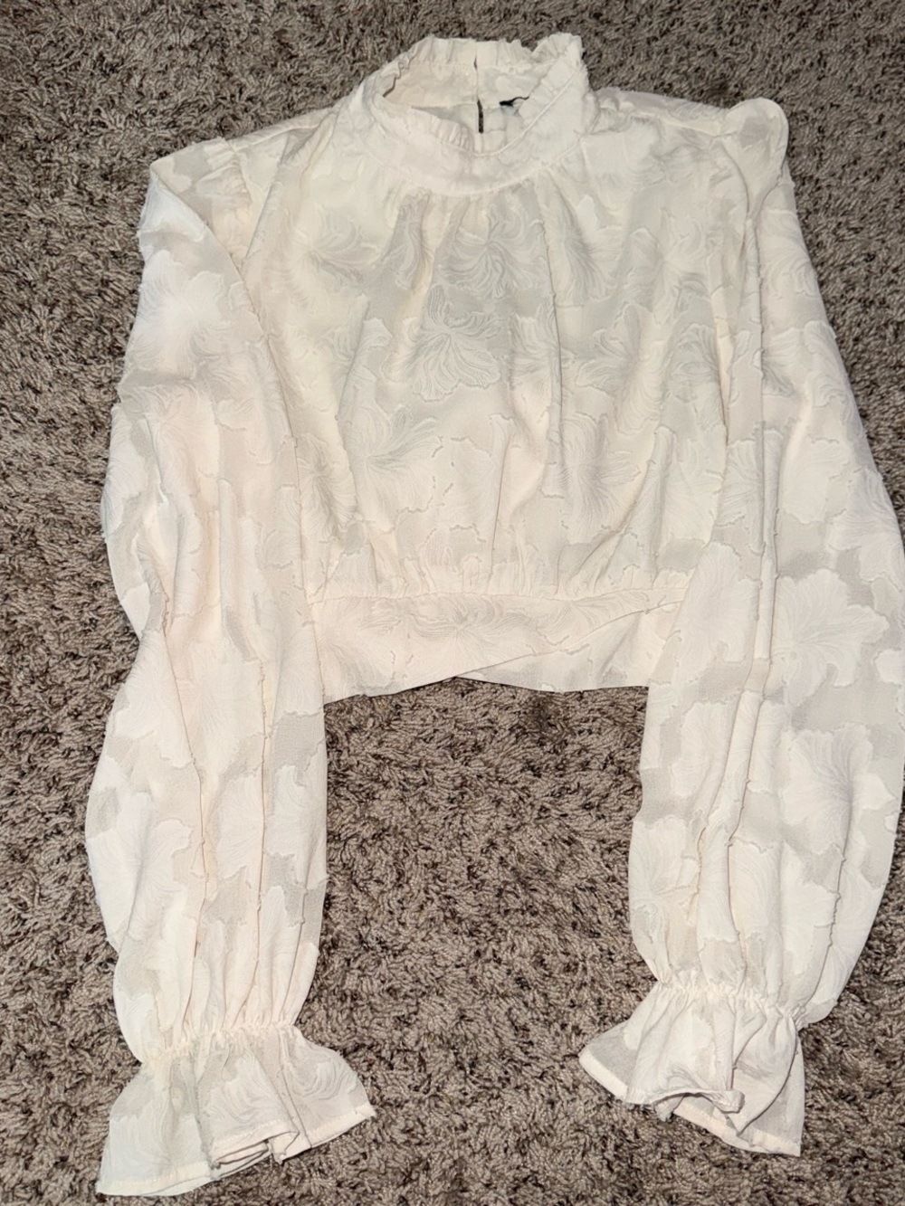 Forever 21 Ivory Textured Crop Top